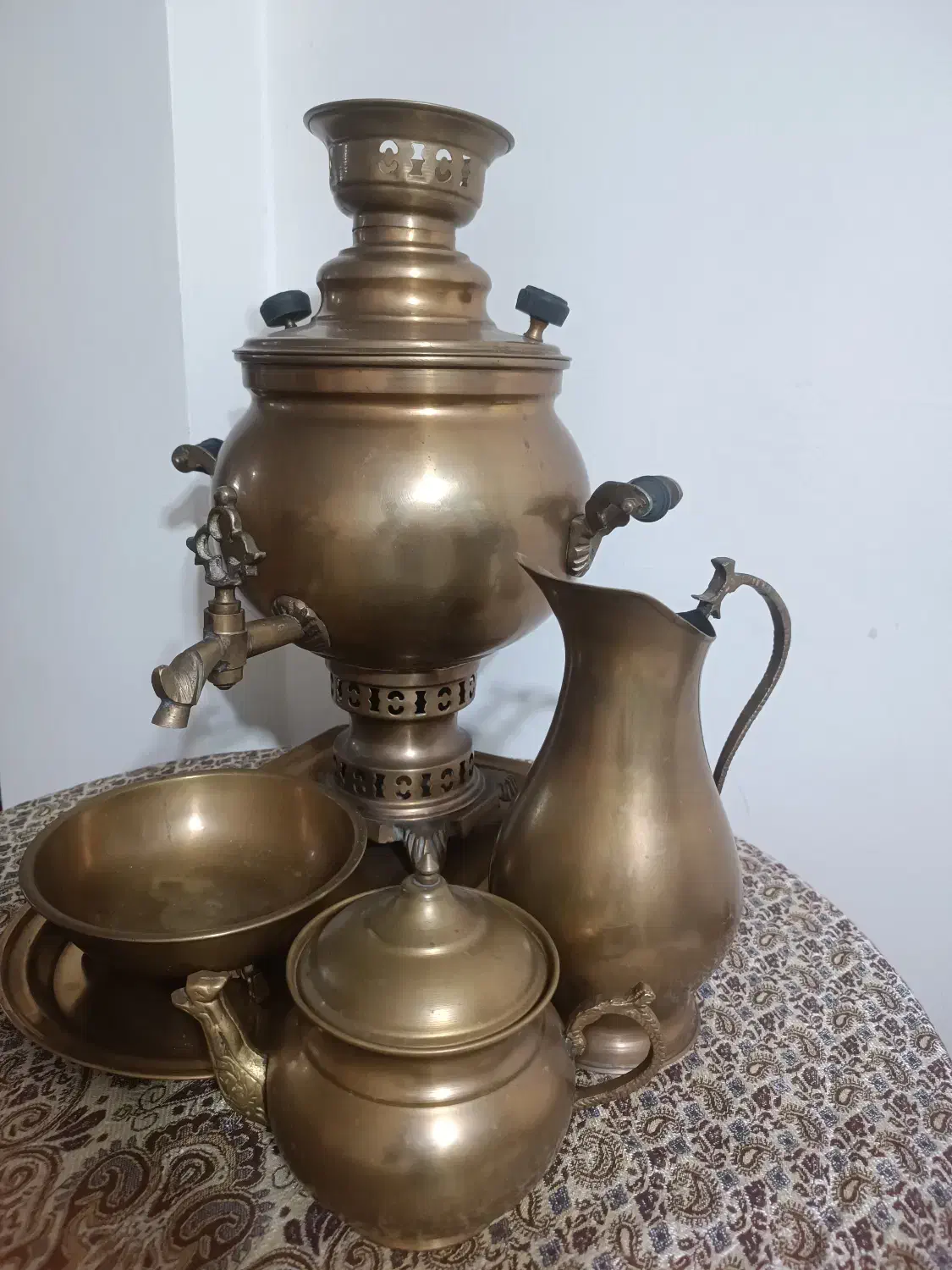 سماور برنجی|قوری، کتری، قهوه‌ساز دستی|ری, منصوریه منگل|دیوار