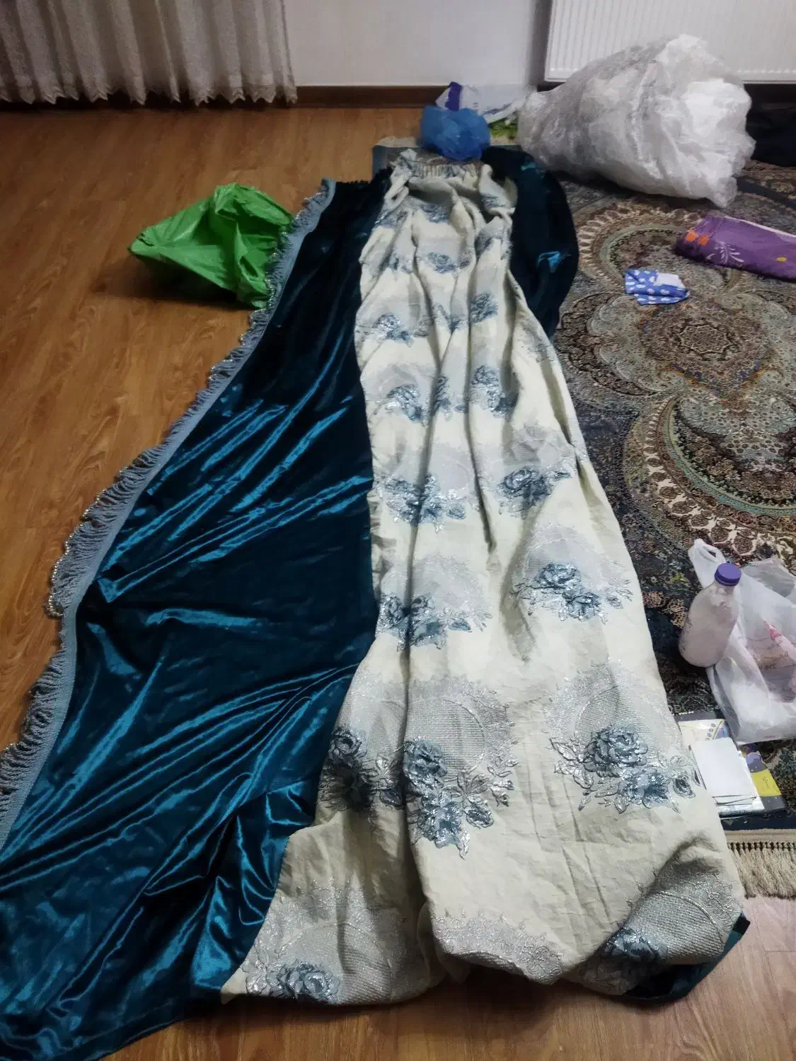 پرده حریر ترک با والن مخمل|پرده، رانر، رومیزی|تهران, بهاران|دیوار