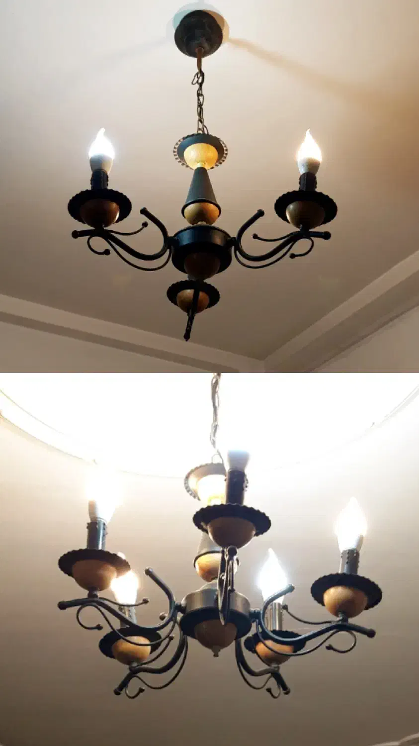 دو عدد لوستر ۳ و ۵ شاخه ست|لوستر و چراغ آویز|لاهیجان, شهرک سلمان فارسی|دیوار