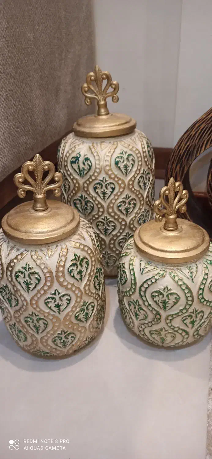 دکوری ،سه عدد جینجر جارو گلدان دوتایی|صنایع دستی و سایر لوازم تزئینی|پردیس, فاز ۸|دیوار