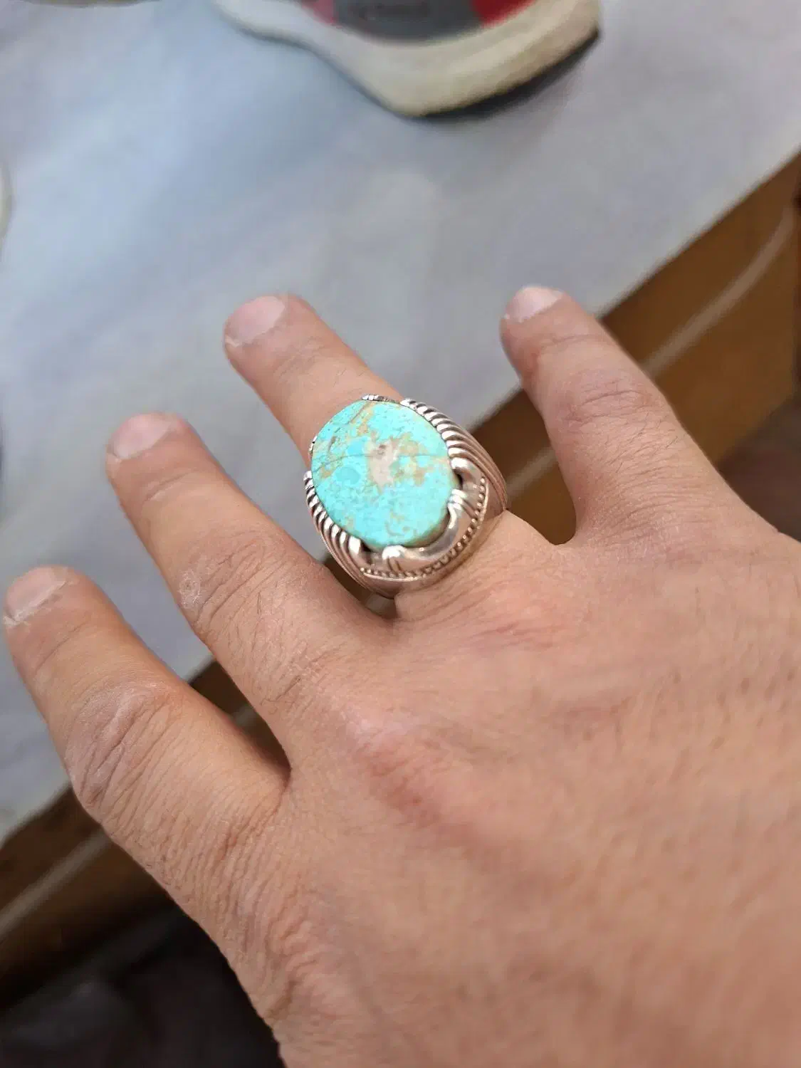 انگشتر فیروزه نقره عیار بالای ۹۲۵|جواهرات|اهواز, کمپلو شمالی|دیوار