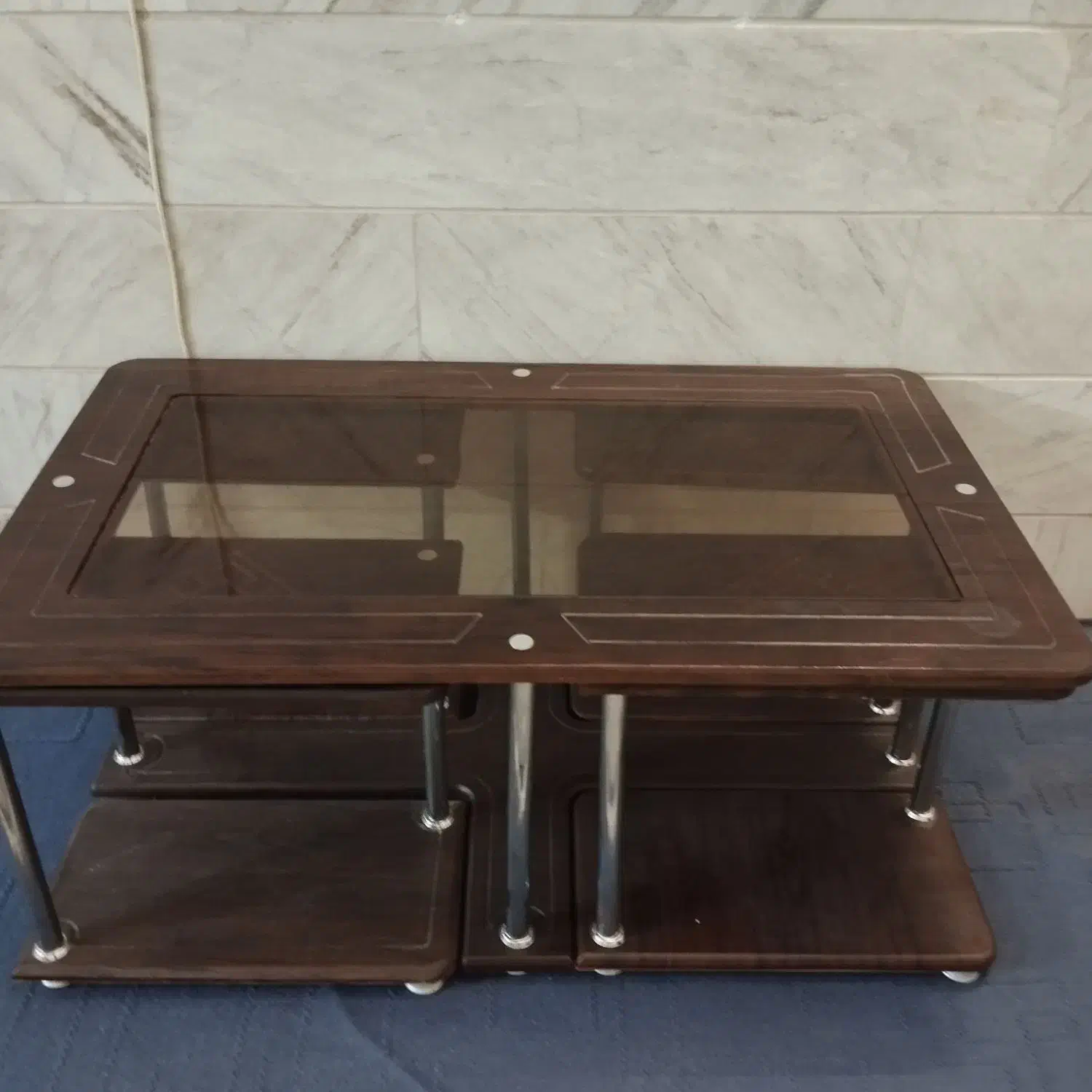 میز جلو مبلی چوبی پنج تکه|مبلمان خانگی و میز عسلی|حمیدیا, |دیوار