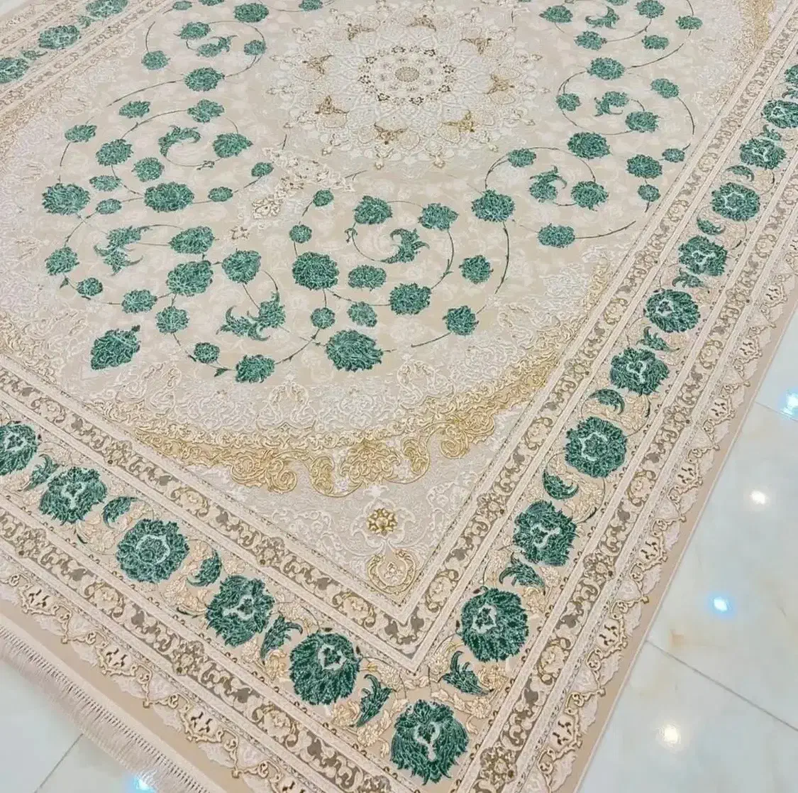 فرش ابی طلایی محتشم کد۴۳۲۰۰۸ ابروبادی|فرش|شیراز, لاله|دیوار