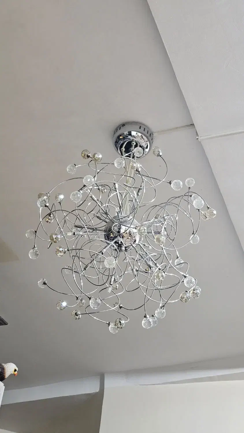 لوستر مدرن ۱۶ شعله استیل|لوستر و چراغ آویز|پرند, فاز ۵|دیوار