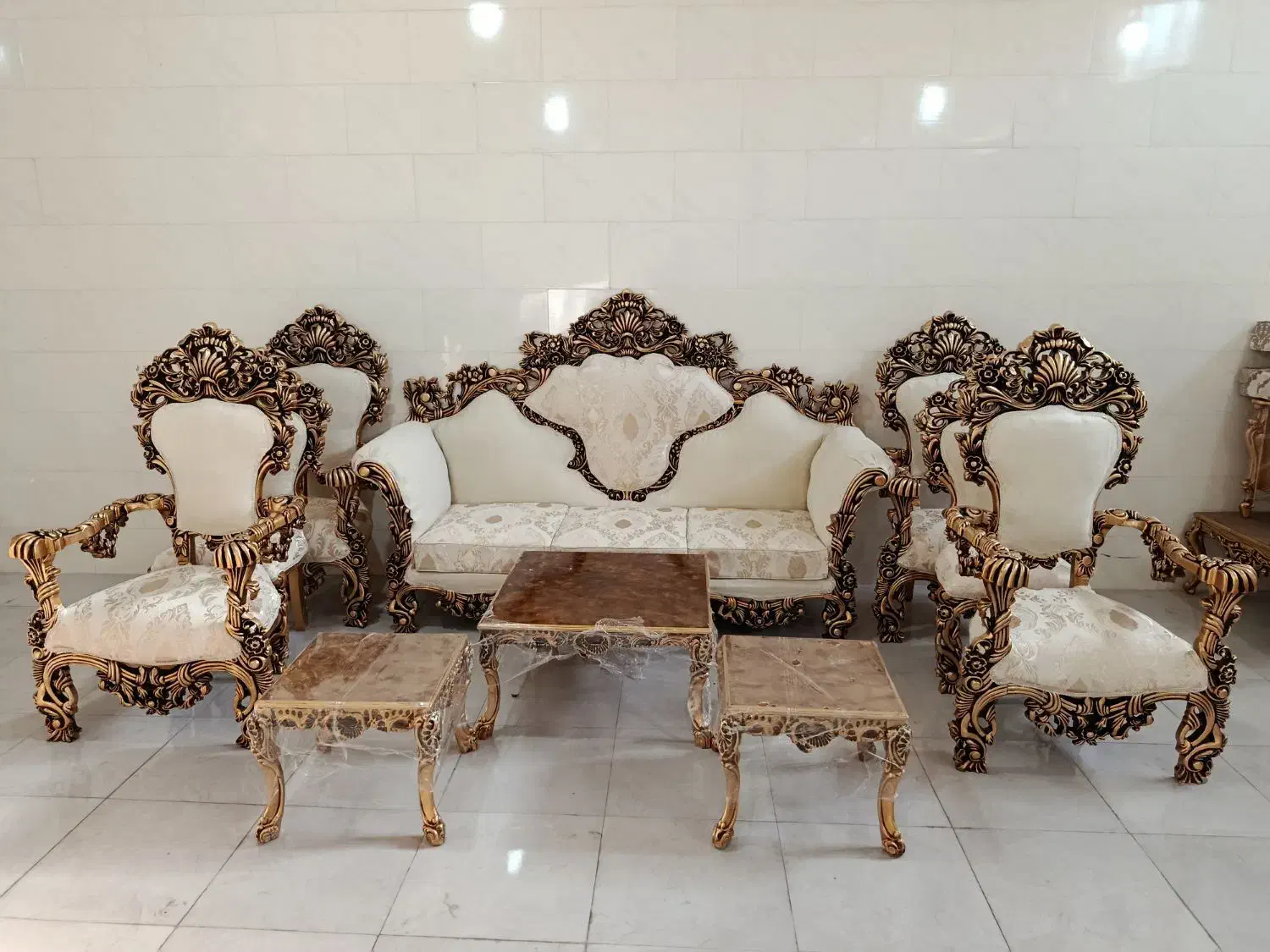 مبل سلطنتی 9نفره پنچشیری تمام چوب راش با جلو مبلی|مبلمان خانگی و میز عسلی|تبریز, |دیوار