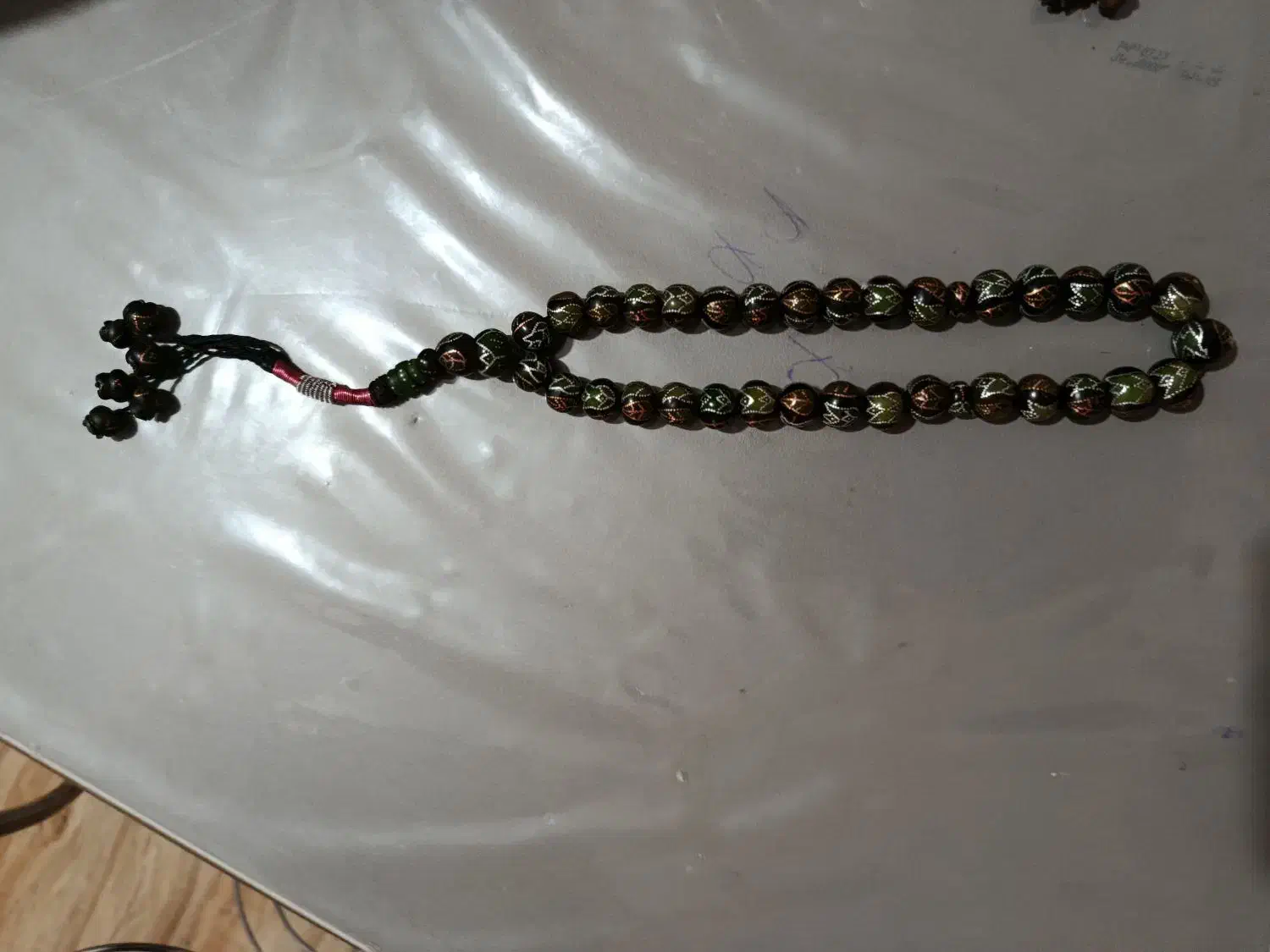 تسبیح داس دست ساز نقره کوب|کلکسیون اشیاء عتیقه|کرمان, |دیوار