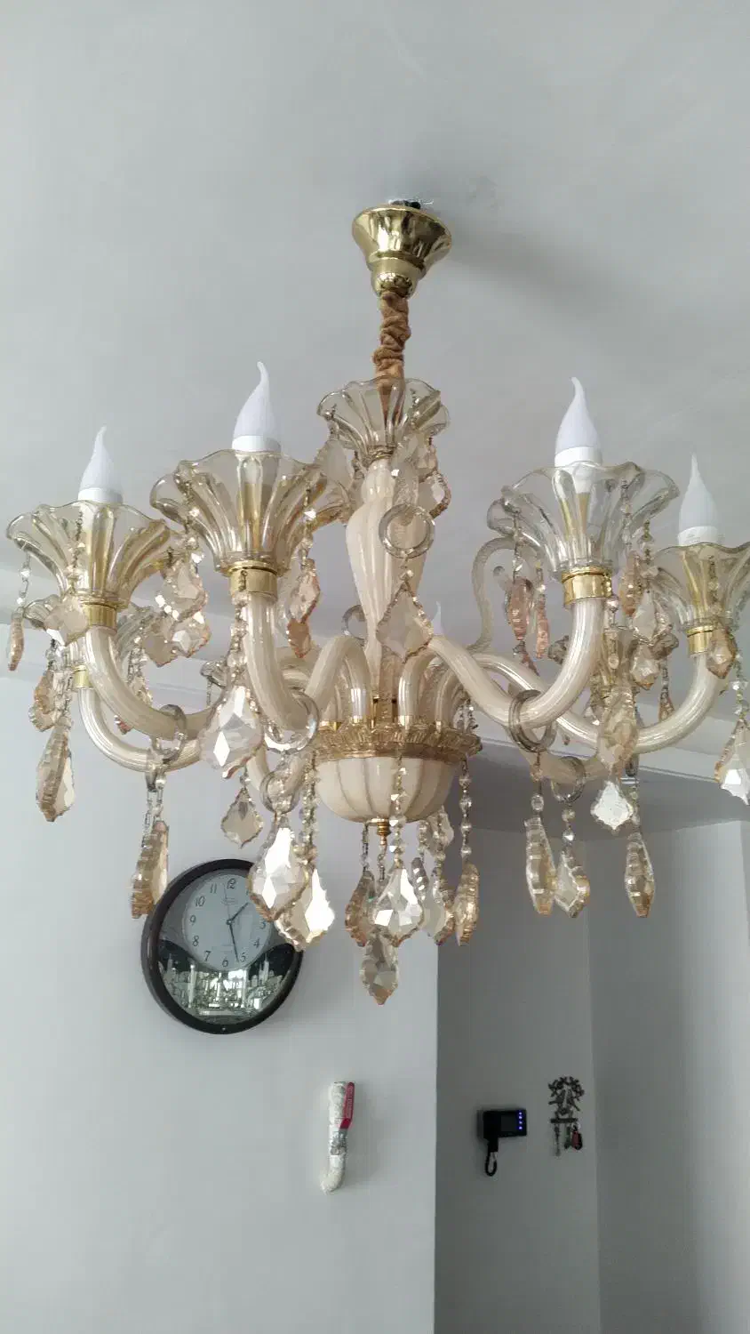 لوستر کریستالی شیشه‌ای|لوستر و چراغ آویز|پاکدشت, پاکدشت (مامازند)|دیوار