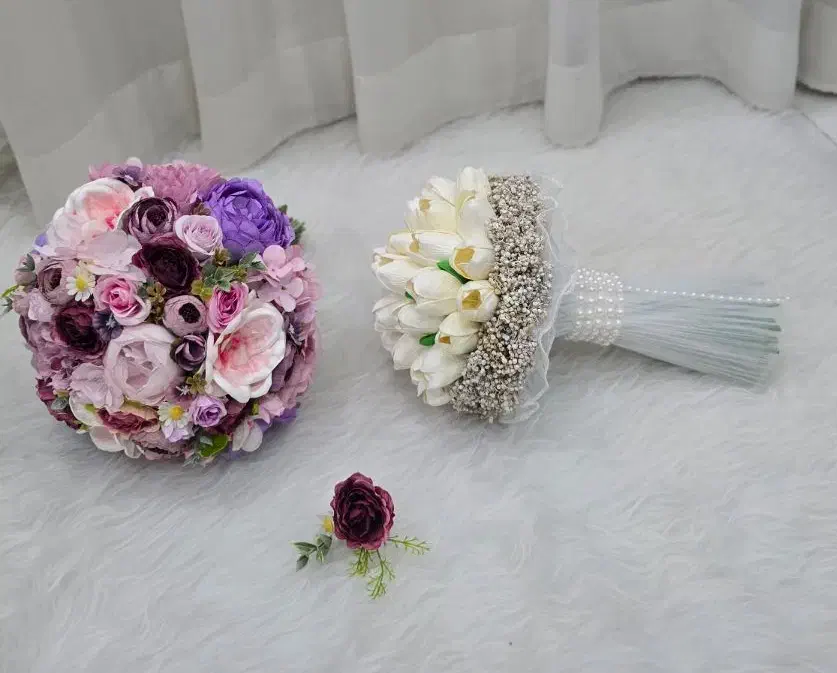 دسته گل عروس ماهرخ|گل مصنوعی|میناب, |دیوار