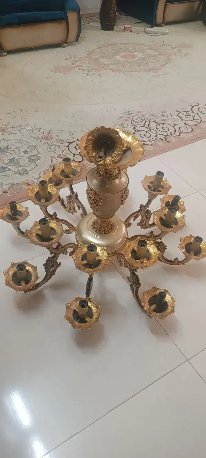 لوستر آنتیک جنس آب طلا نقره|لوستر و چراغ آویز|آمل, |دیوار