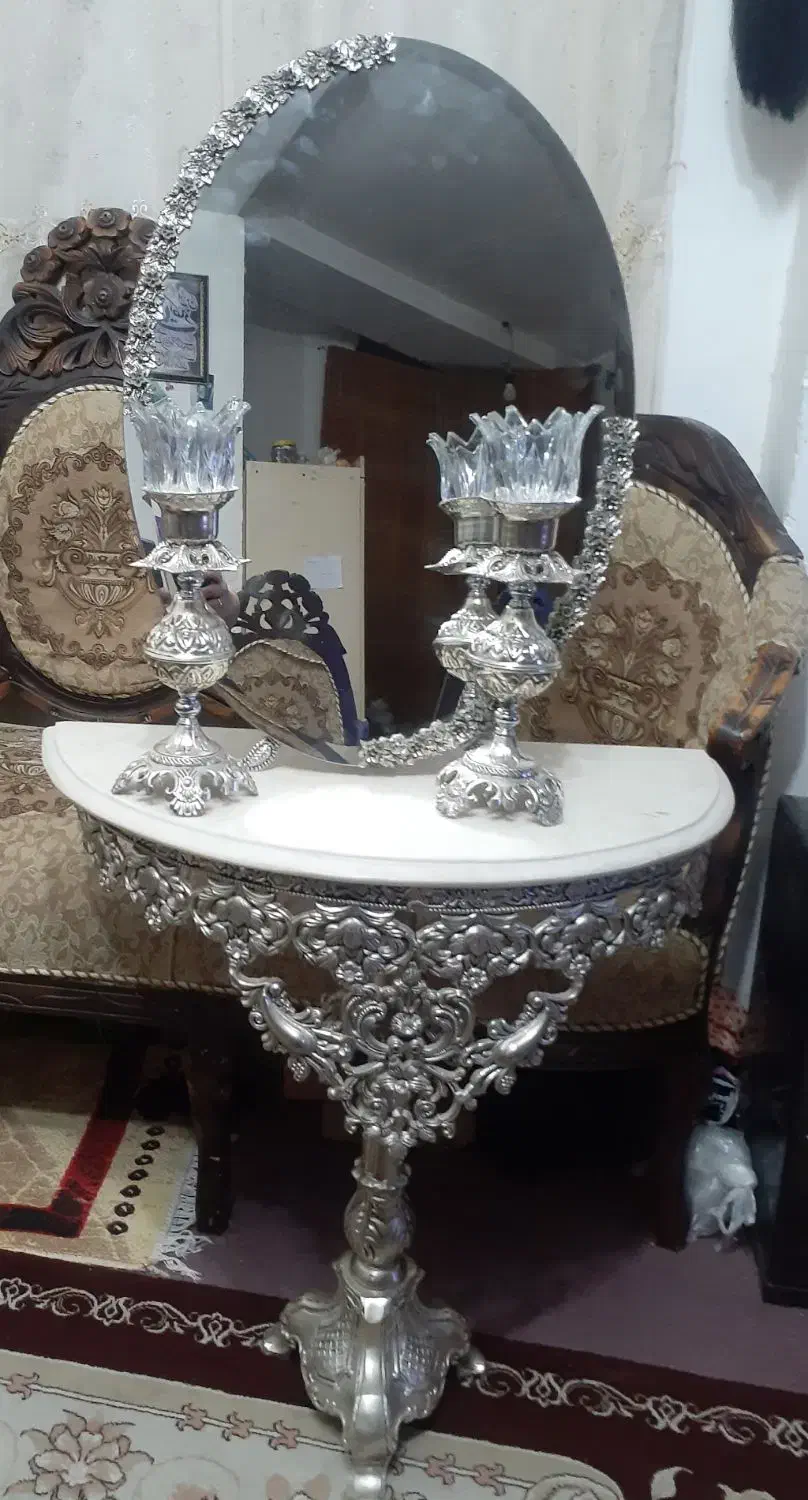 اینه شمعدون نقره ای برای شیک پسندان|صنایع دستی و سایر لوازم تزئینی|دماوند, مسکن مهر گیلاوند|دیوار