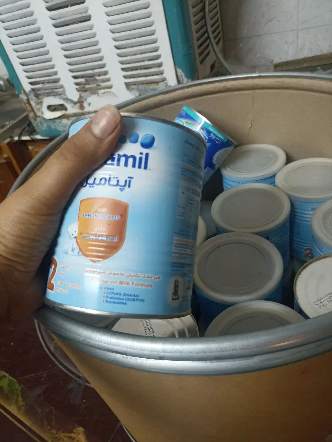 قوطی شیر خشک|ظروف نگهدارنده، پلاستیکی، یک‌بارمصرف|قم, حنیف نژاد|دیوار