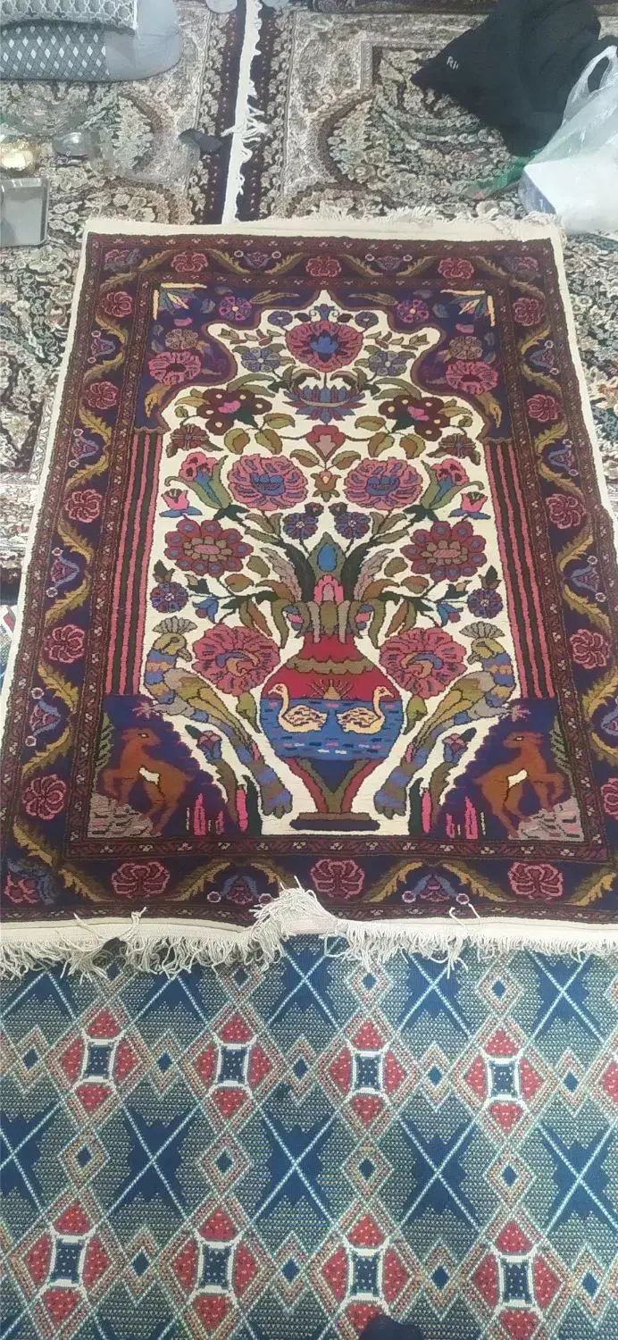 قالیچه دستباف کردی قدیمی|فرش|کرمانشاه, |دیوار