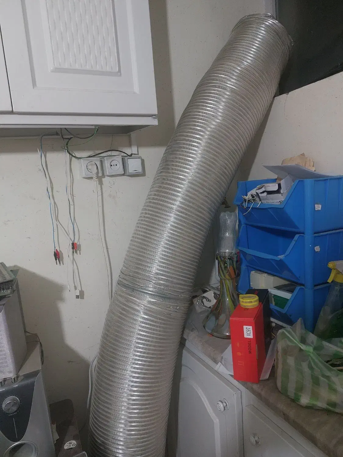 لوله تهویه منقل 6 متری فنری المینیومی قطر 25|پنکه و تصفیه‌کنندهٔ هوا|قزوین, |دیوار