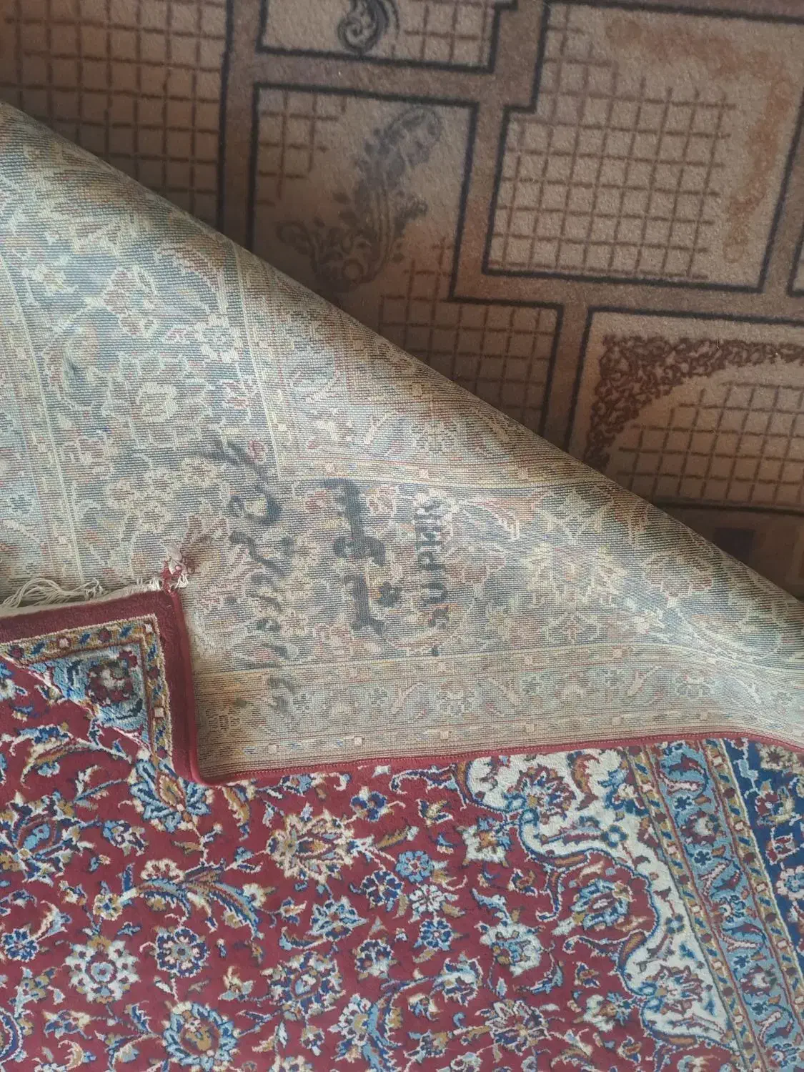 قالی کارکرده ولی تمیز|فرش|لنجان, |دیوار