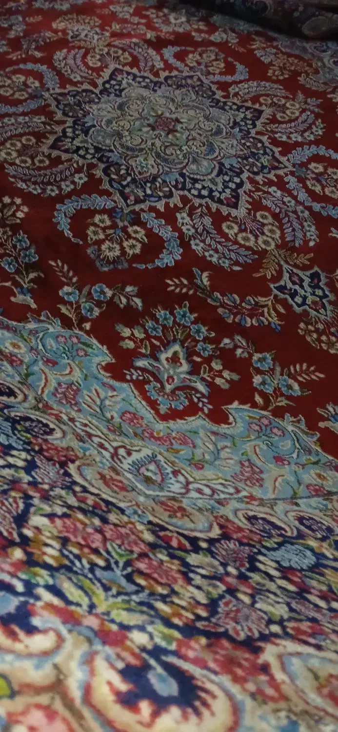 جفت قالی کارکرده کرمان 12متری رج40سالم خابدار|فرش|تبریز, |دیوار