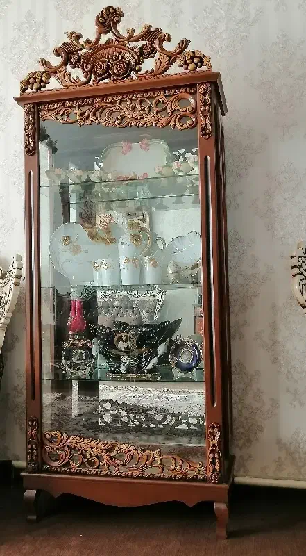بوفه کنده کاری شده نو با رنگ گردویی|بوفه، ویترین، کنسول|تبریز, |دیوار
