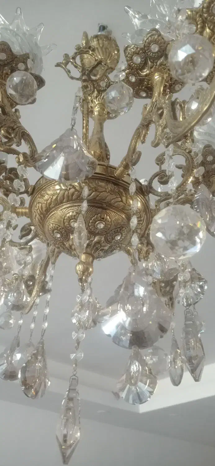 لوستر برنز اصل 6شاخه 12شعله|لوستر و چراغ آویز|فردیس, شهرک ارم|دیوار