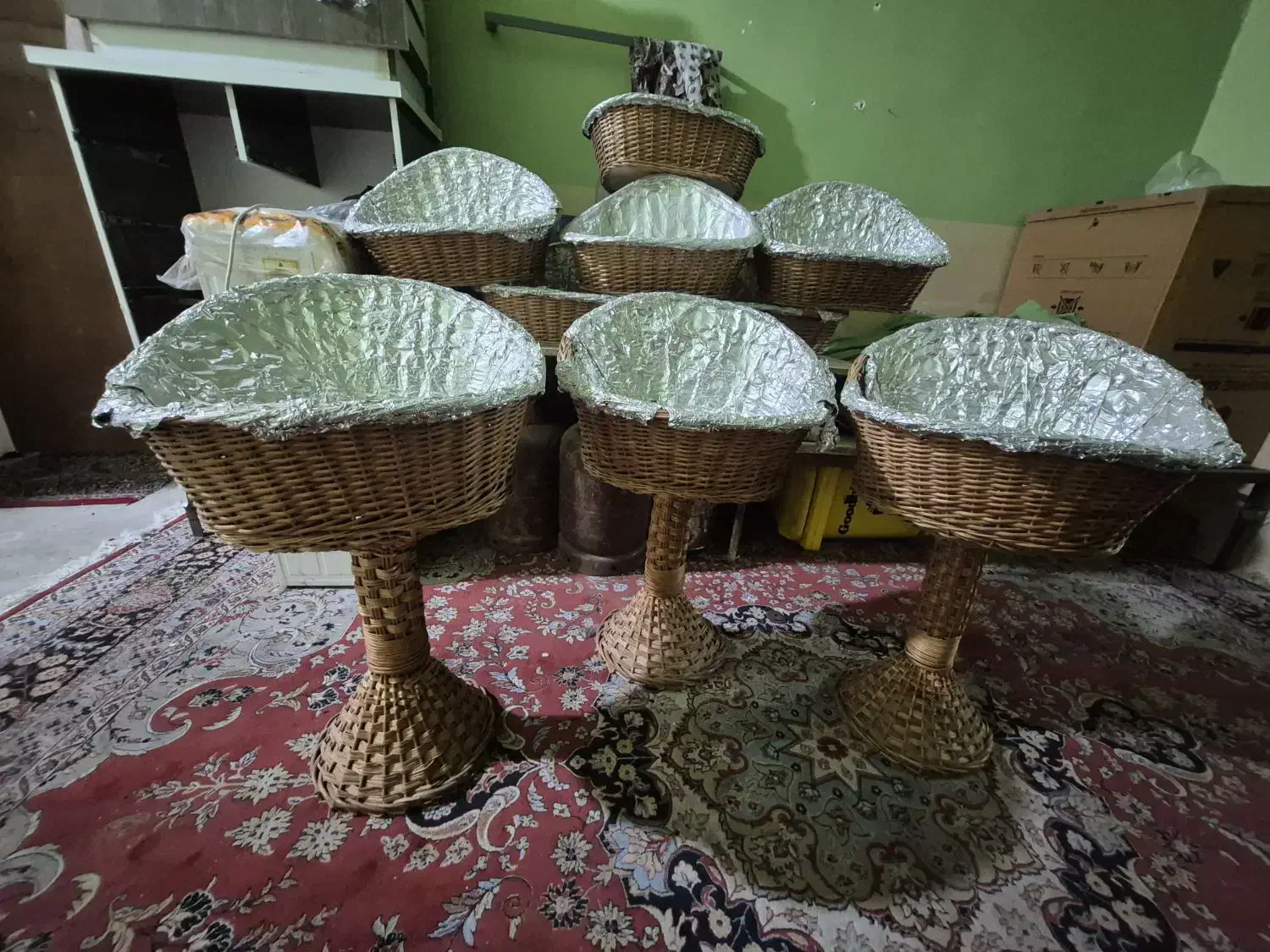سبد پایه دار حصیری|صنایع دستی و سایر لوازم تزئینی|برازجان, |دیوار