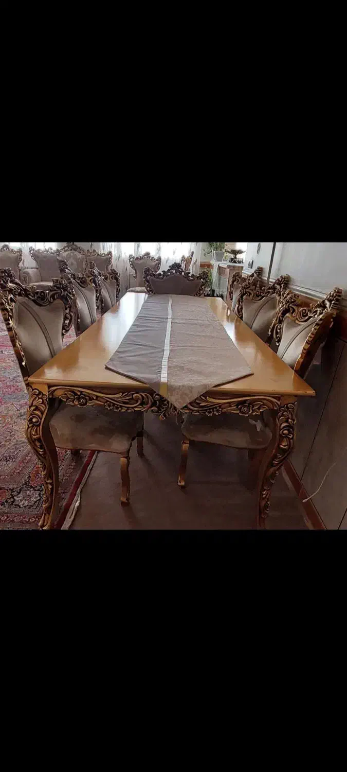 میز ناهار خوری هشت نفره رنگ طلایی|میز و صندلی غذاخوری|اسدآباد, |دیوار