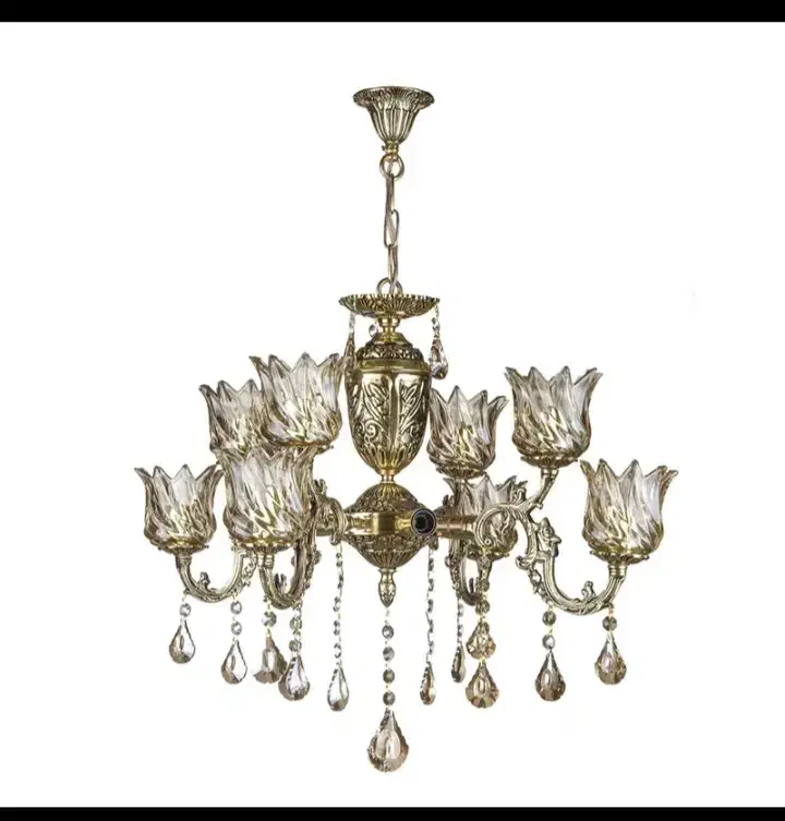 لوستر برنز نو ۸ شاخه چشمه نور|لوستر و چراغ آویز|ارومیه, |دیوار