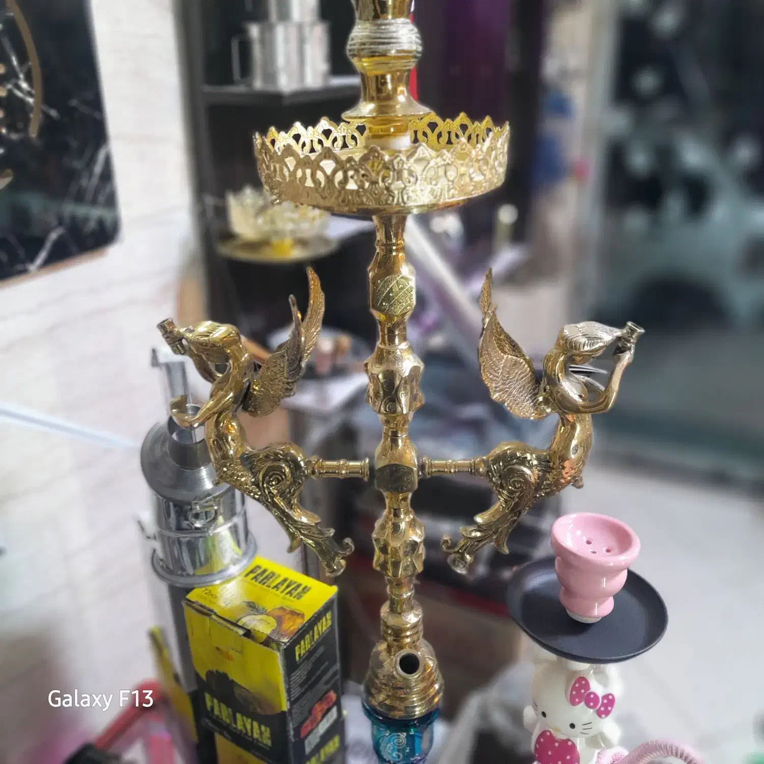 قلیان برنجی قلمکاری توپر سنگین ۲فرشته پرکار کامل|کوهنوردی و کمپینگ|اسلام‌شهر, شهرک سالور|دیوار