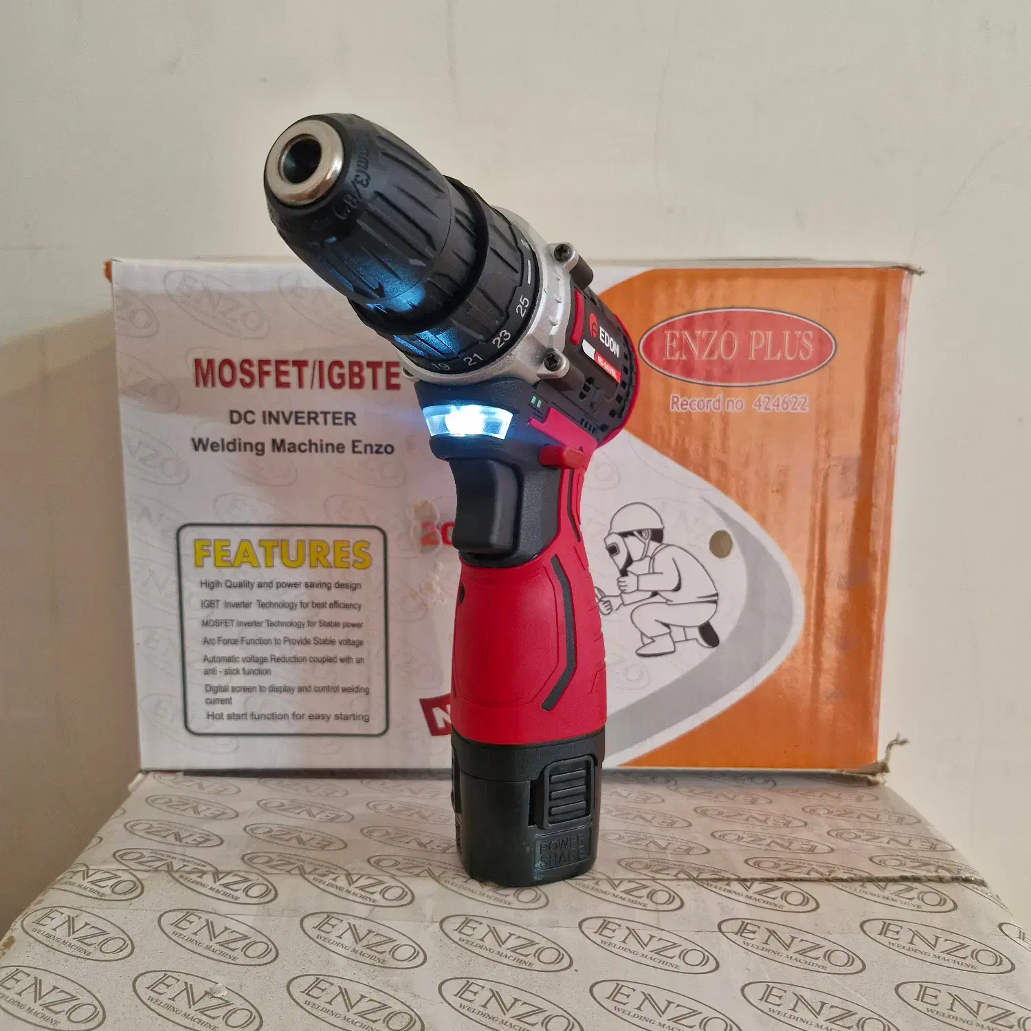 دریل شارژی 24 ولت ادون ادن دو باطری همراه با لوازم|ماشینآلات صنعتی|مشهد, کوی پلیس|دیوار