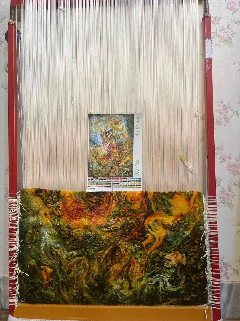 تابلو با چله ی ابریشم|تابلو فرش|بروجرد, |دیوار