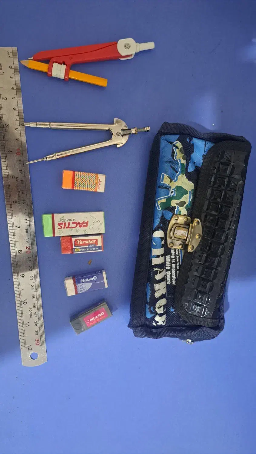 لوازم تحریر جامدادی پرگار پاکن خط کش|لوازم التحریر|ماهدشت, |دیوار