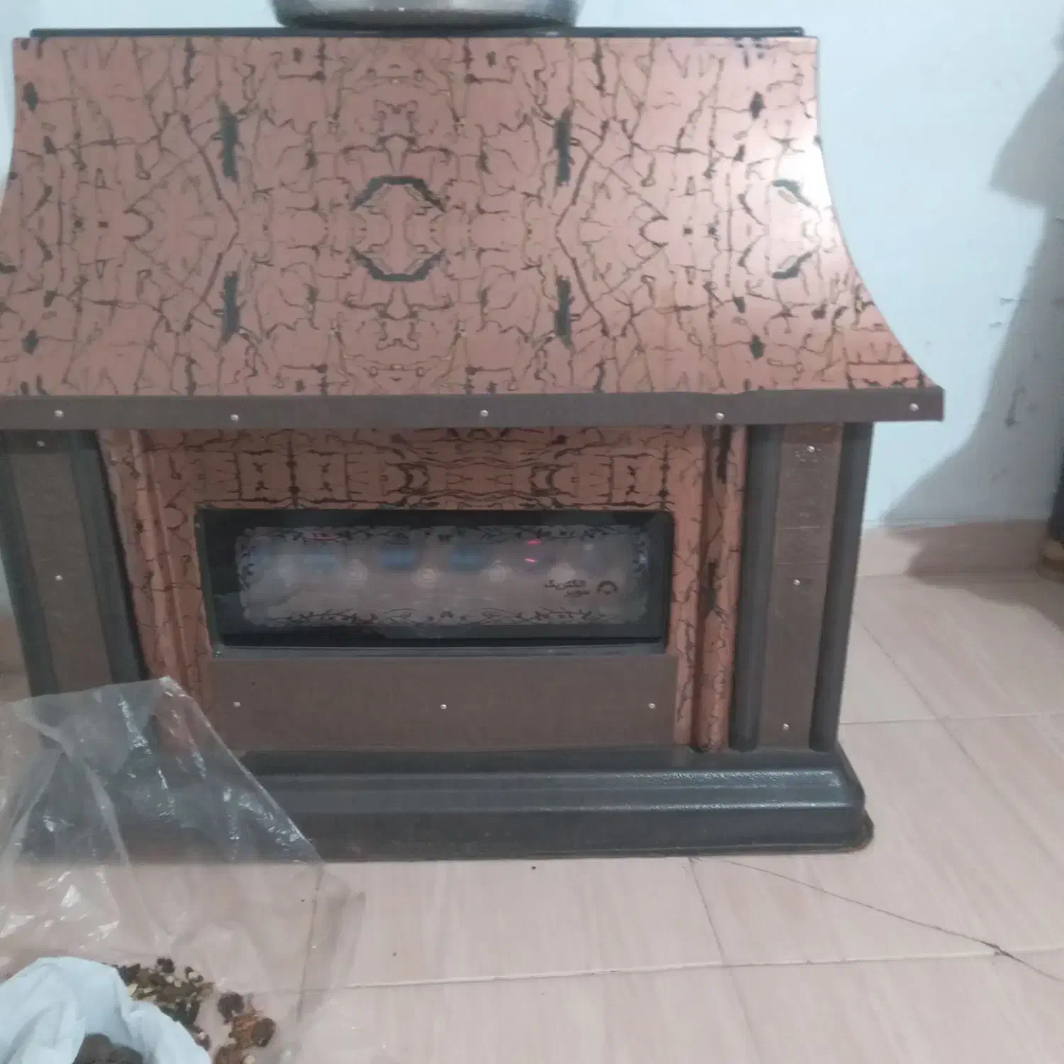 بخاری گاز سوز مدل شومینه ای|بخاری، هیتر، شومینه|خمام, |دیوار