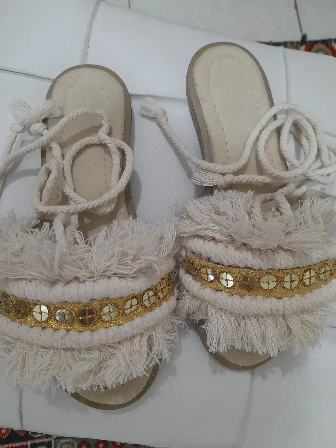 صندل مکرومه بافی|کیف، کفش، کمربند|قرچک, پویینک|دیوار