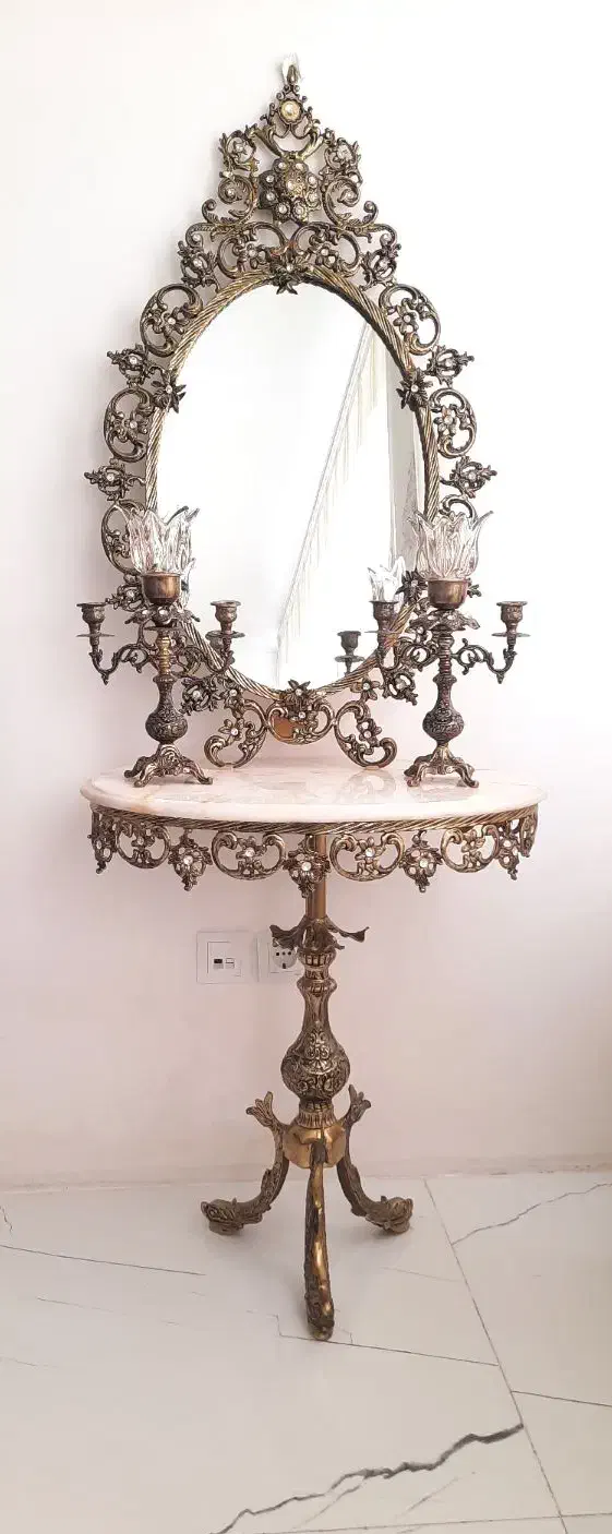 آیینه و شعمدان  و پایه اصل برنز سنگین|صنایع دستی و سایر لوازم تزئینی|اردبیل, |دیوار