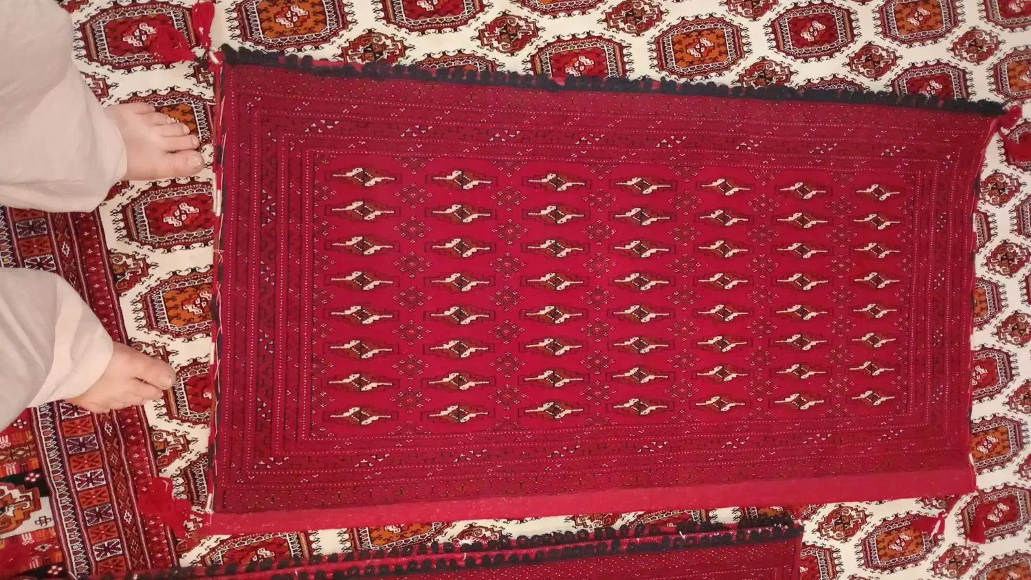 دوجفت پشتی ترکمنی باکیفیت وبانخ بهترین ریز نقش|گلیم، جاجیم، گبه|کلاله, |دیوار