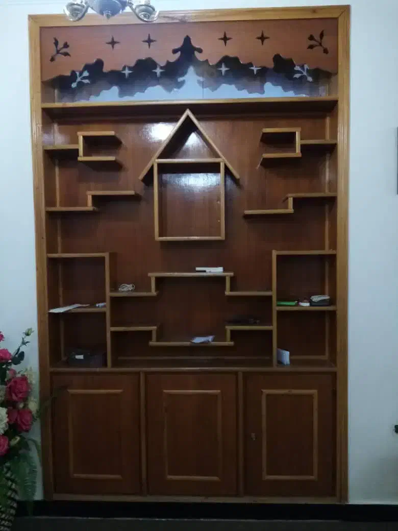 کمد دیواری با چوب ساج|کتابخانه، شلف، قفسههای دیواری|اهواز, سلطانمنش|دیوار