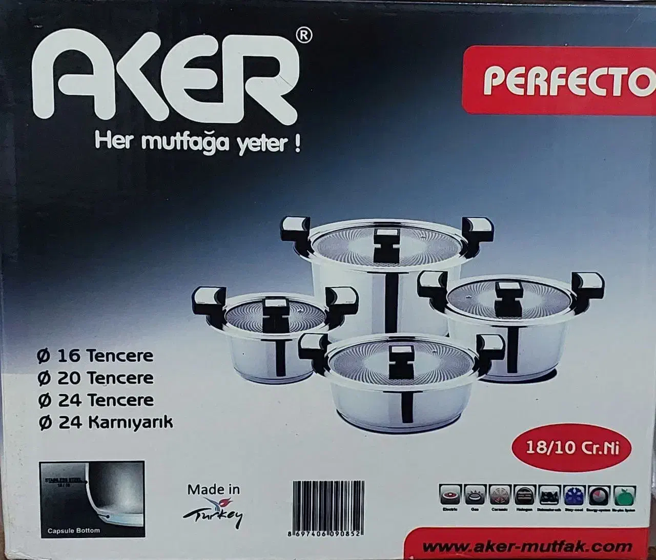 سرویس قابلمه استیل ۸ پارچه Aker ترک|ظروف پختوپز|بهبهان, |دیوار