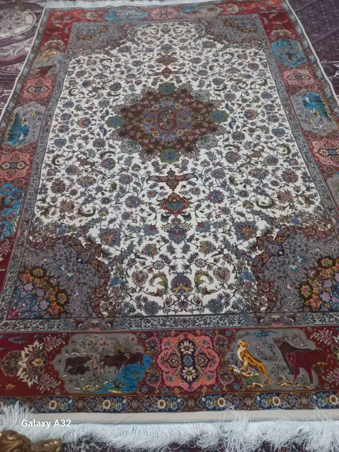 فرش ابریشم ۶متری ویک عدد فرش ۱ونیم دریک|فرش|سراب, |دیوار