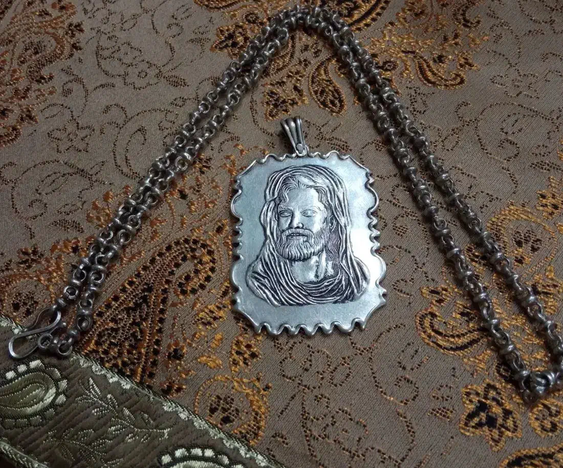 زنجیر یزدی قدیمی نقره و شمایل دو رو خطی عیار 925|جواهرات|تهران, دروازه شمیران|دیوار