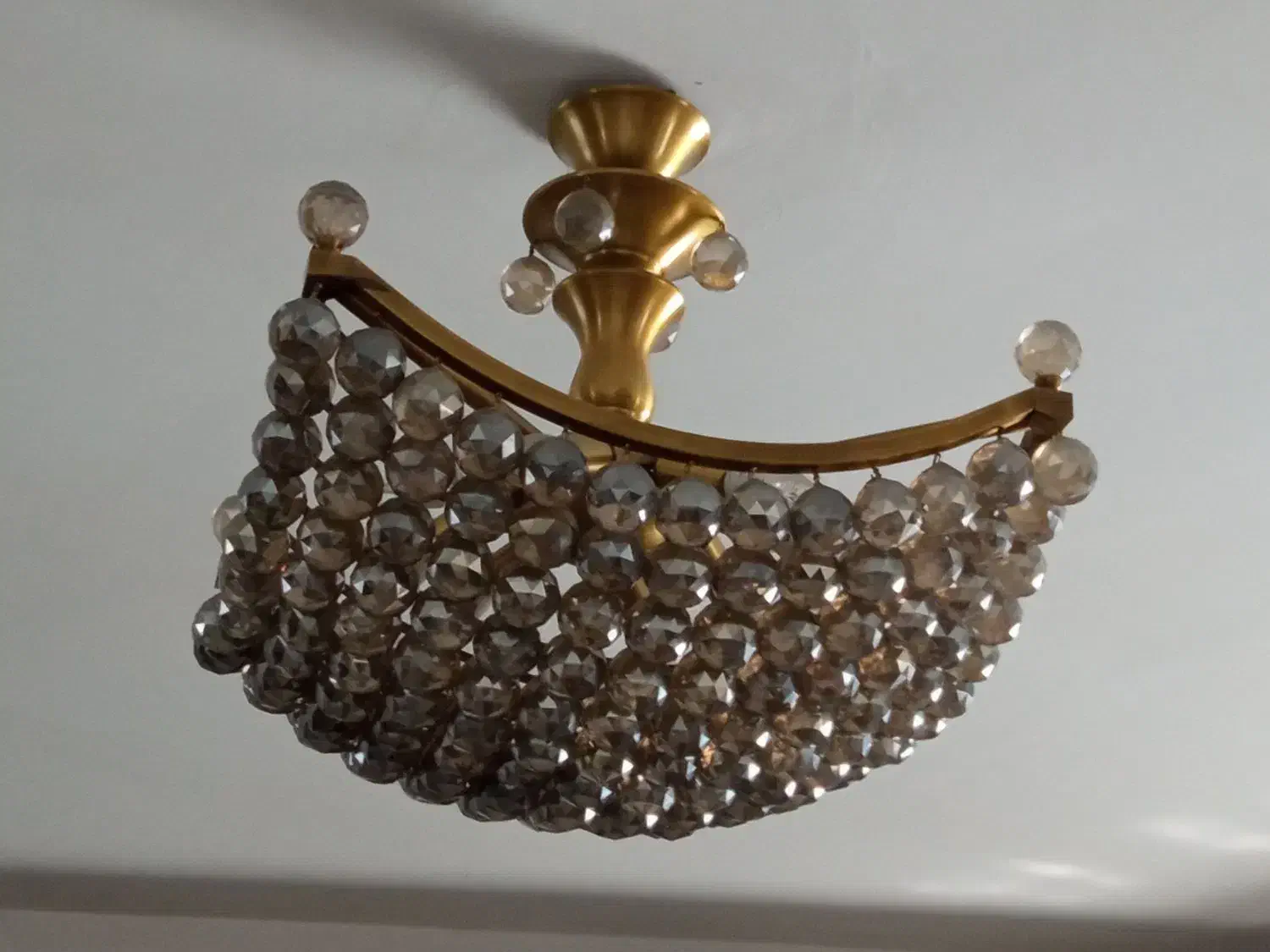 لوستر تمام کریستال رنگ شامپاینی در حد نو|لوستر و چراغ آویز|تنکابن, |دیوار