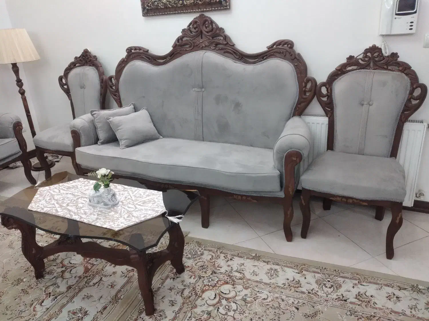 مبل استیل نه نفره،بهمراه میز ودوتا عسلی|مبلمان خانگی و میز عسلی|تهران, امیریه|دیوار