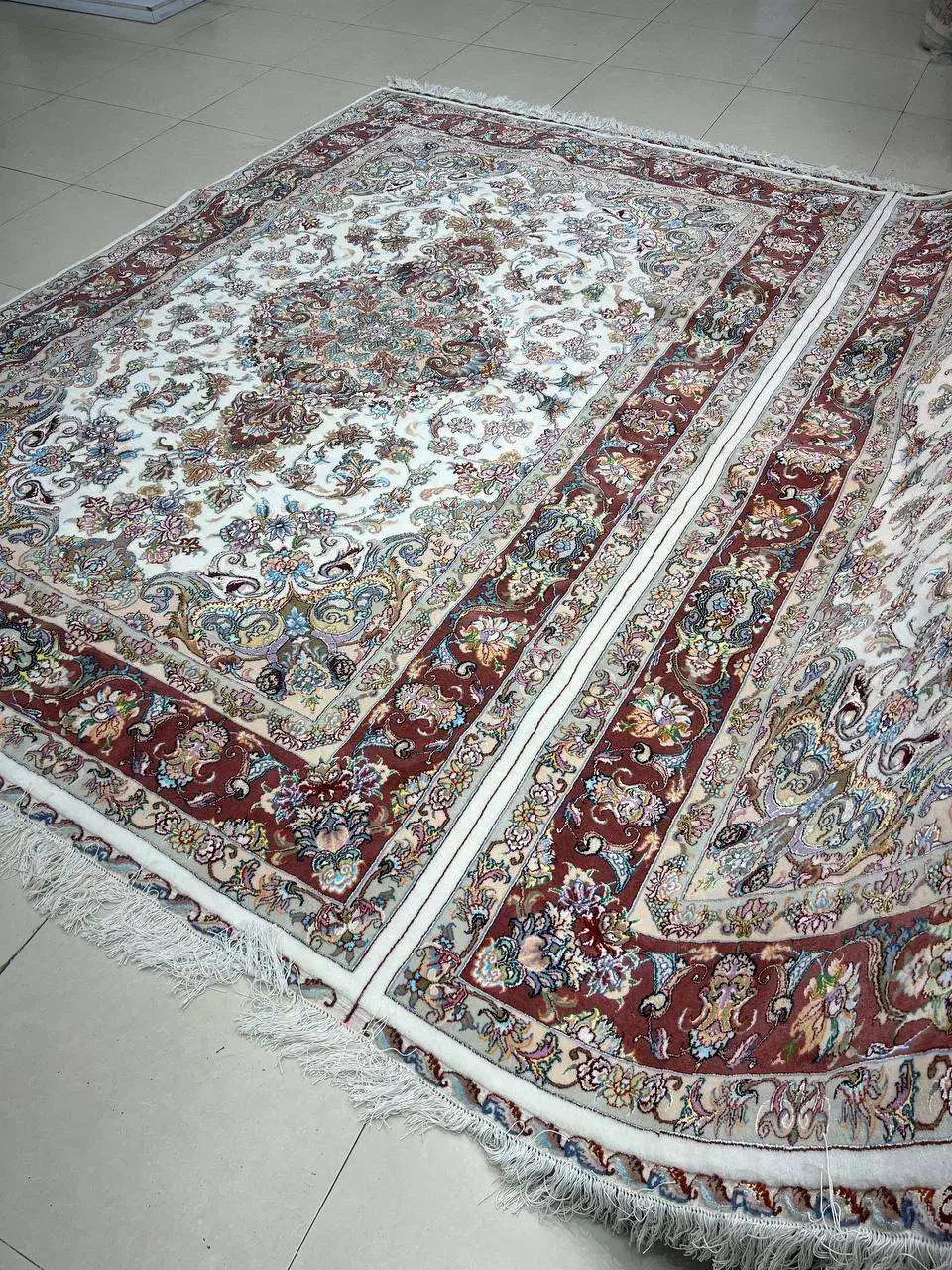 جفت فرش دستباف خطیبی 6متر مرینوس وابریشم ازبافنده|فرش|کرج, فاز ۴ مهرشهر|دیوار