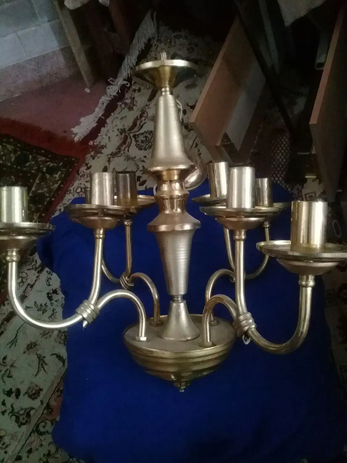 لوستر برنز 8 شعله اصل|لوستر و چراغ آویز|اردبیل, |دیوار