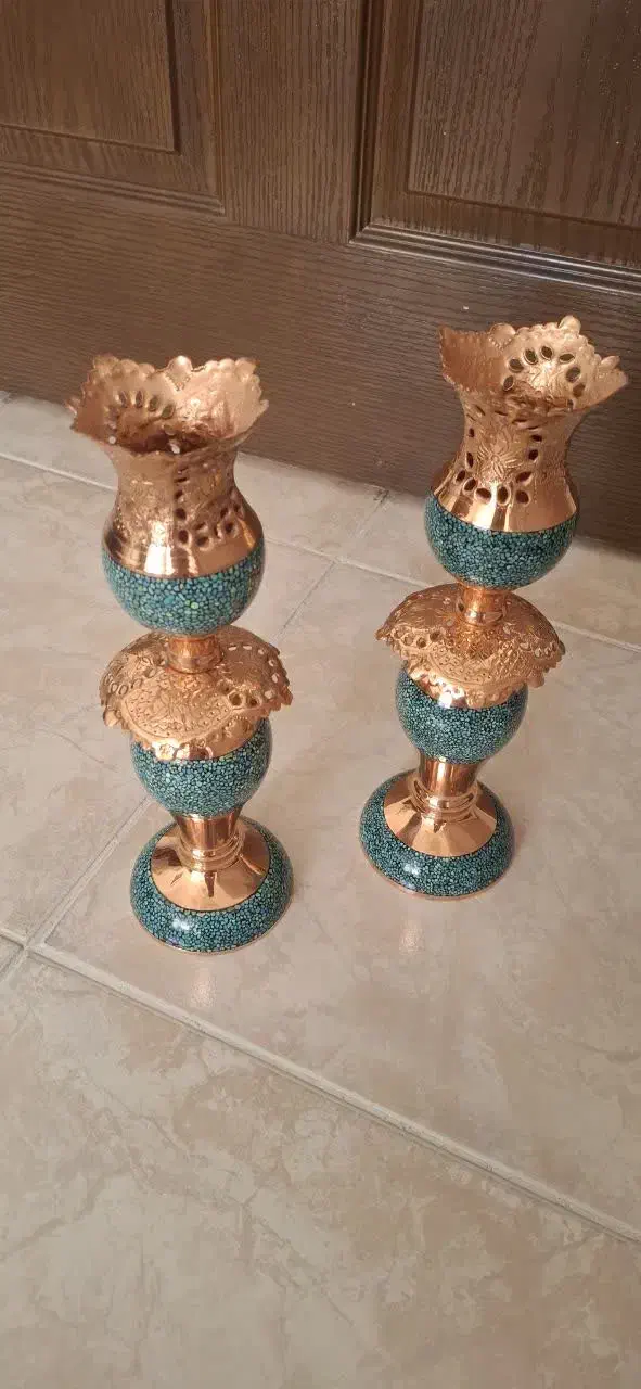 آینه و یک جفت لاله فیروزه کوبی|صنایع دستی و سایر لوازم تزئینی|تهران, ترمینال غرب|دیوار