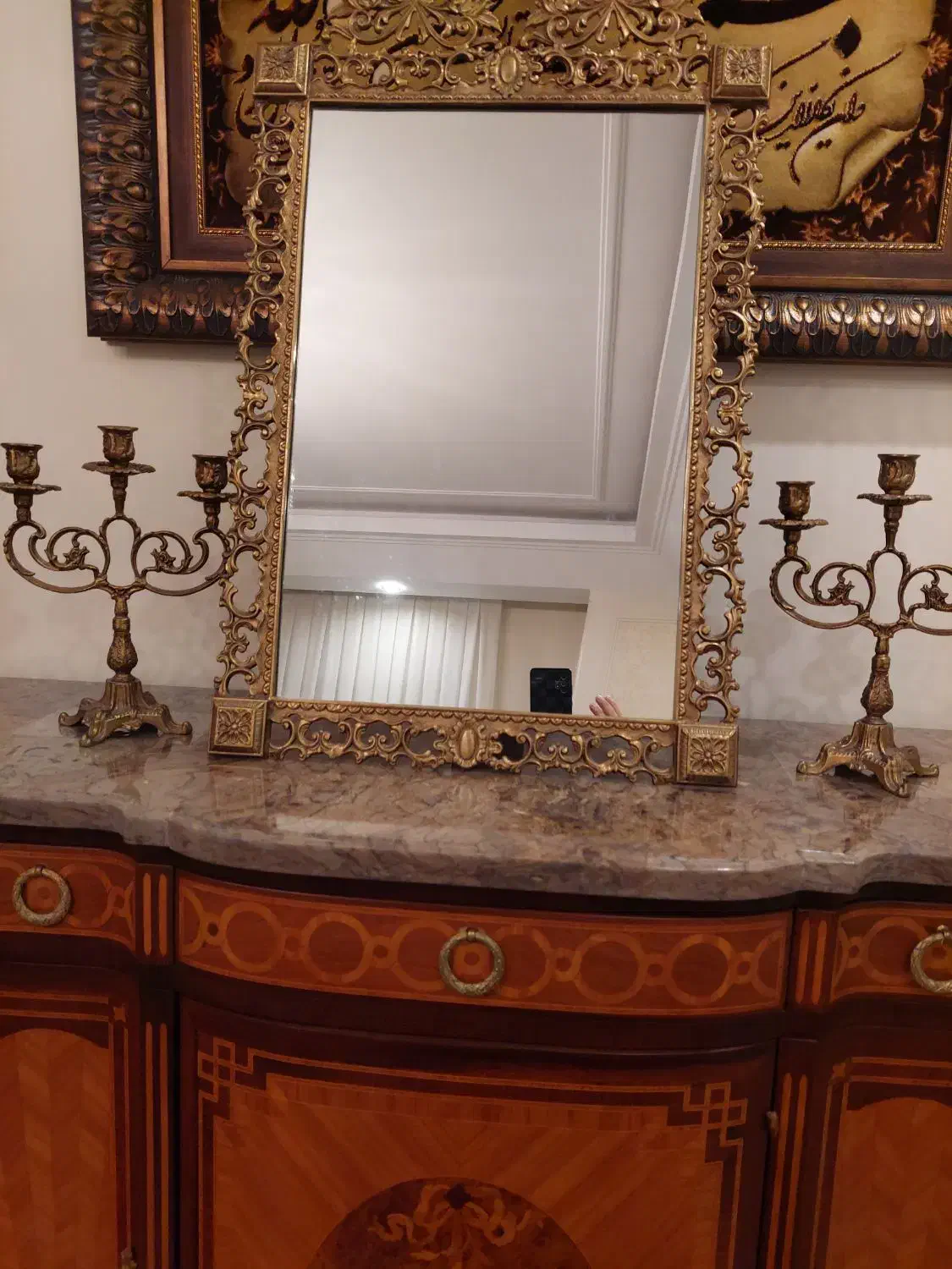 اینه و شمعدان برنزی|بوفه، ویترین، کنسول|تهران, قلهک|دیوار