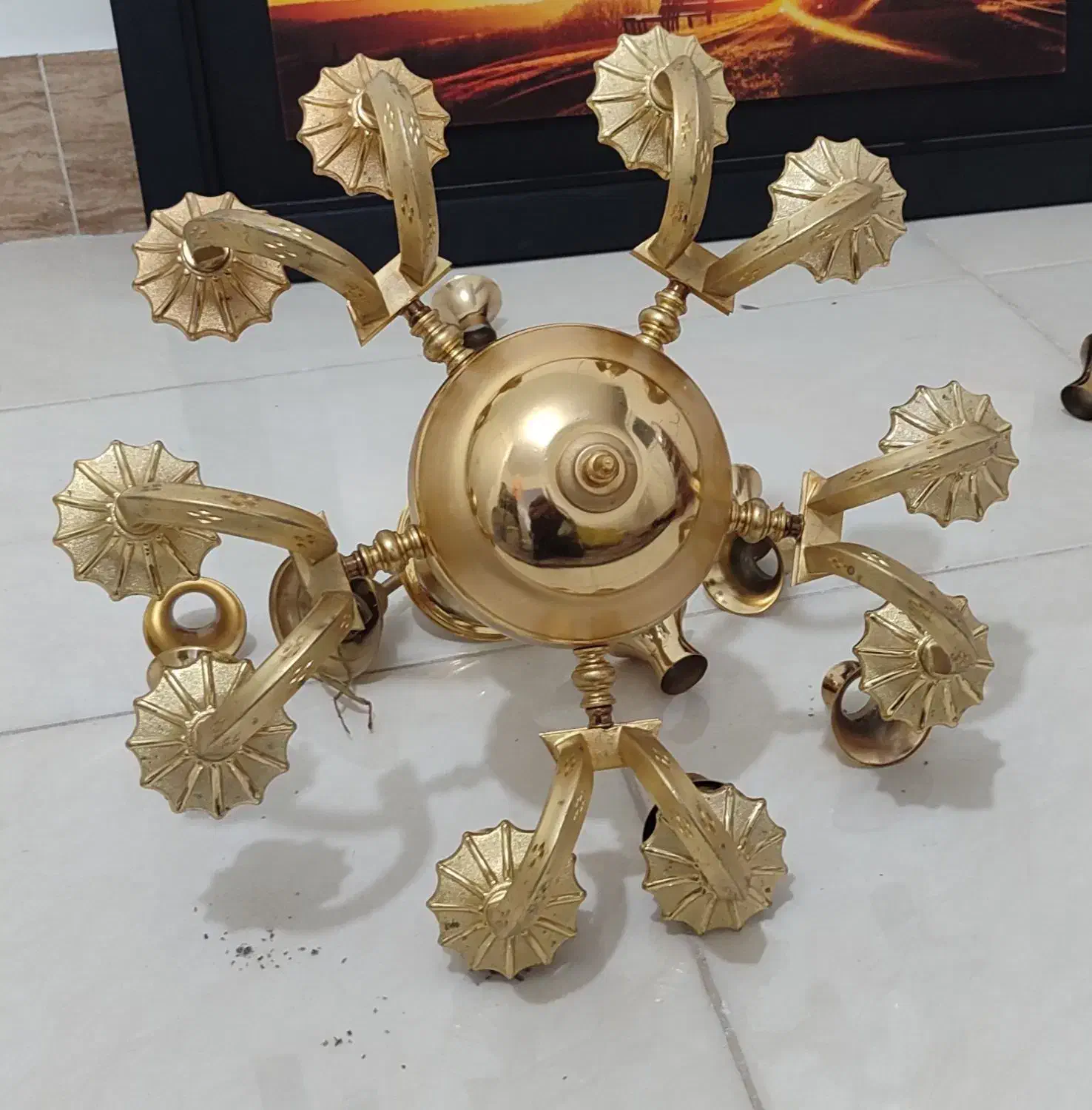 لوستر ابکاری طلا|لوستر و چراغ آویز|رباط‌کریم, رباط‌کریم|دیوار