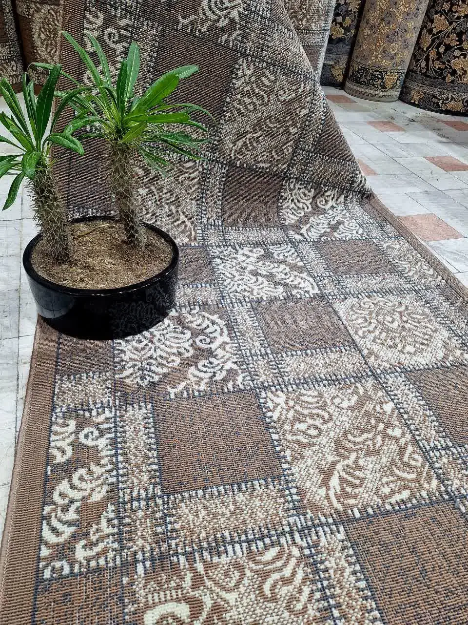 گلیم نسکافه ای/گلیم ساده/قالیچه گلیم/قالیچه/نسکافه|گلیم، جاجیم، گبه|قم, امامزاده ابراهیم|دیوار