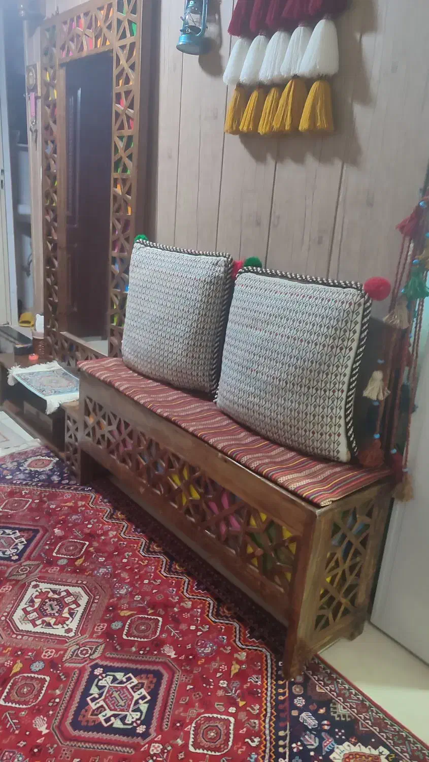 پشتی پنجاه درپنجاه بافت گچمه|پشتی|شیراز, شاه قلی بیگی|دیوار