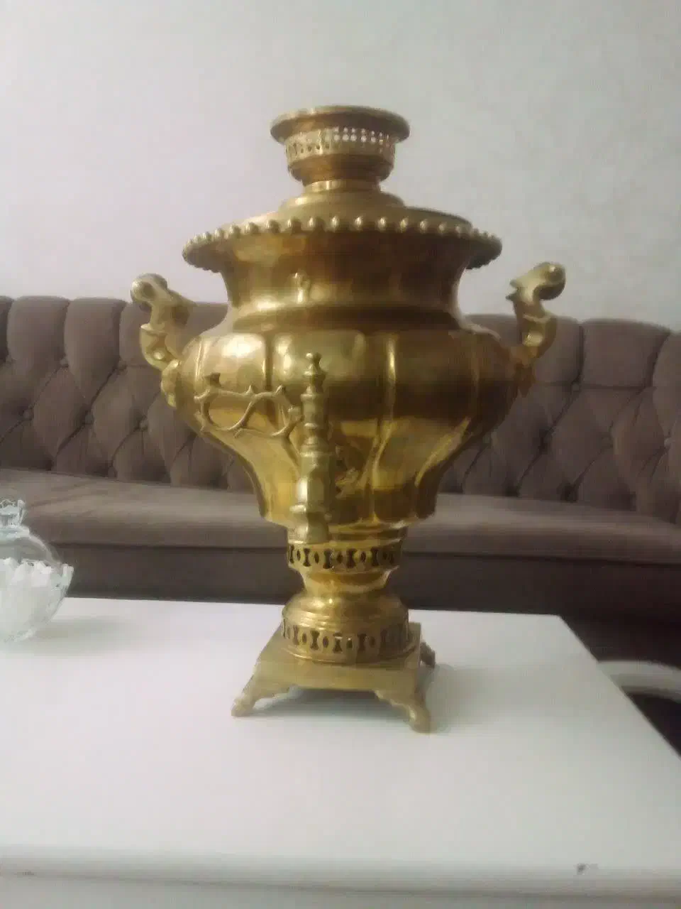 سماور زغالی برنز طلایی|قوری، کتری، قهوه‌ساز دستی|تبریز, |دیوار