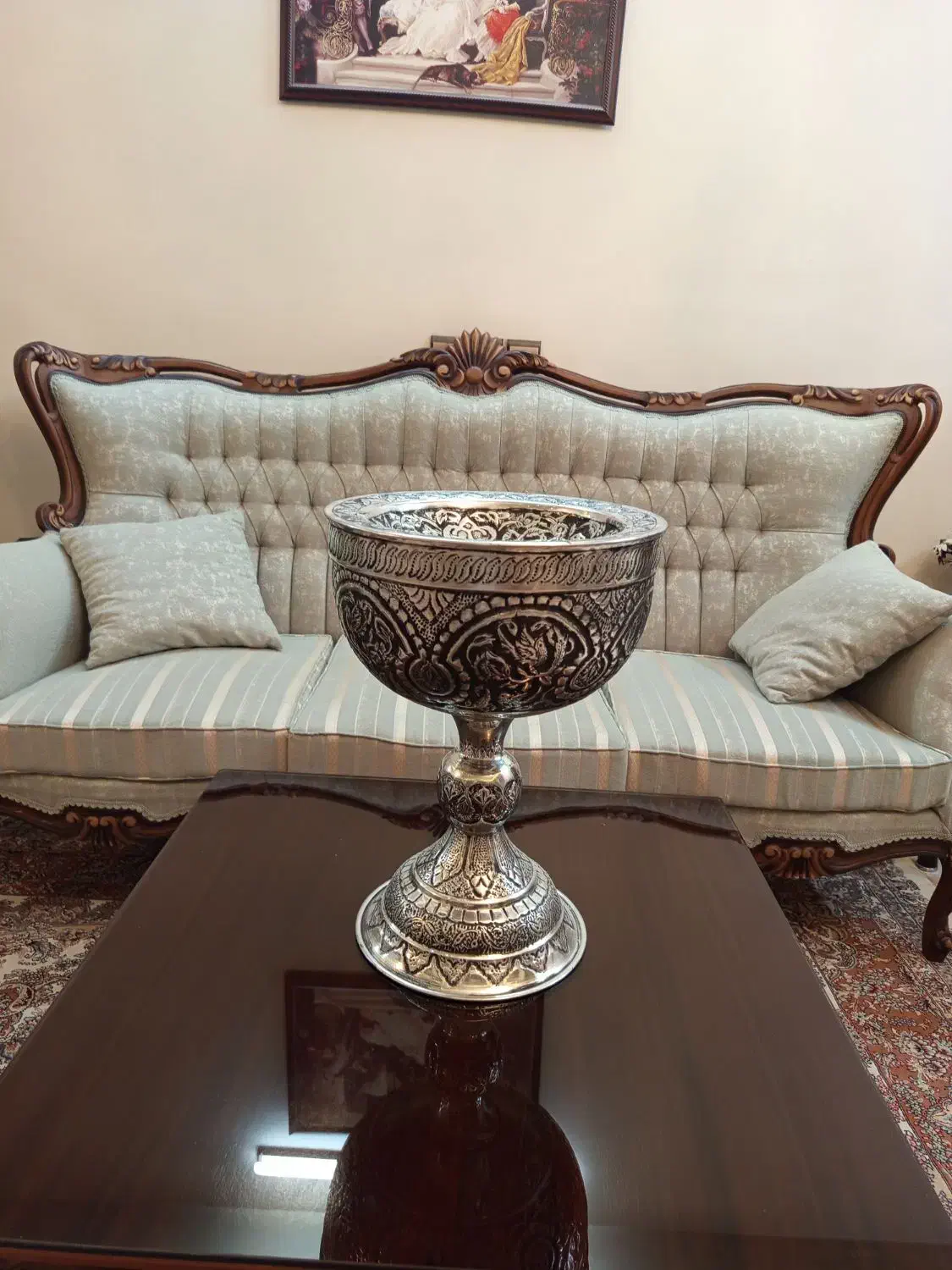 عتیقه سنگاب قلمزنی مسی قلم زنی|کلکسیون اشیاء عتیقه|اصفهان, ملک‌شهر|دیوار