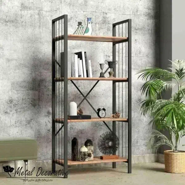 قفسه فلزی شیک چهار طبقه چوبی|کتابخانه، شلف، قفسه‌های دیواری|چهاردانگه (تهران), |دیوار