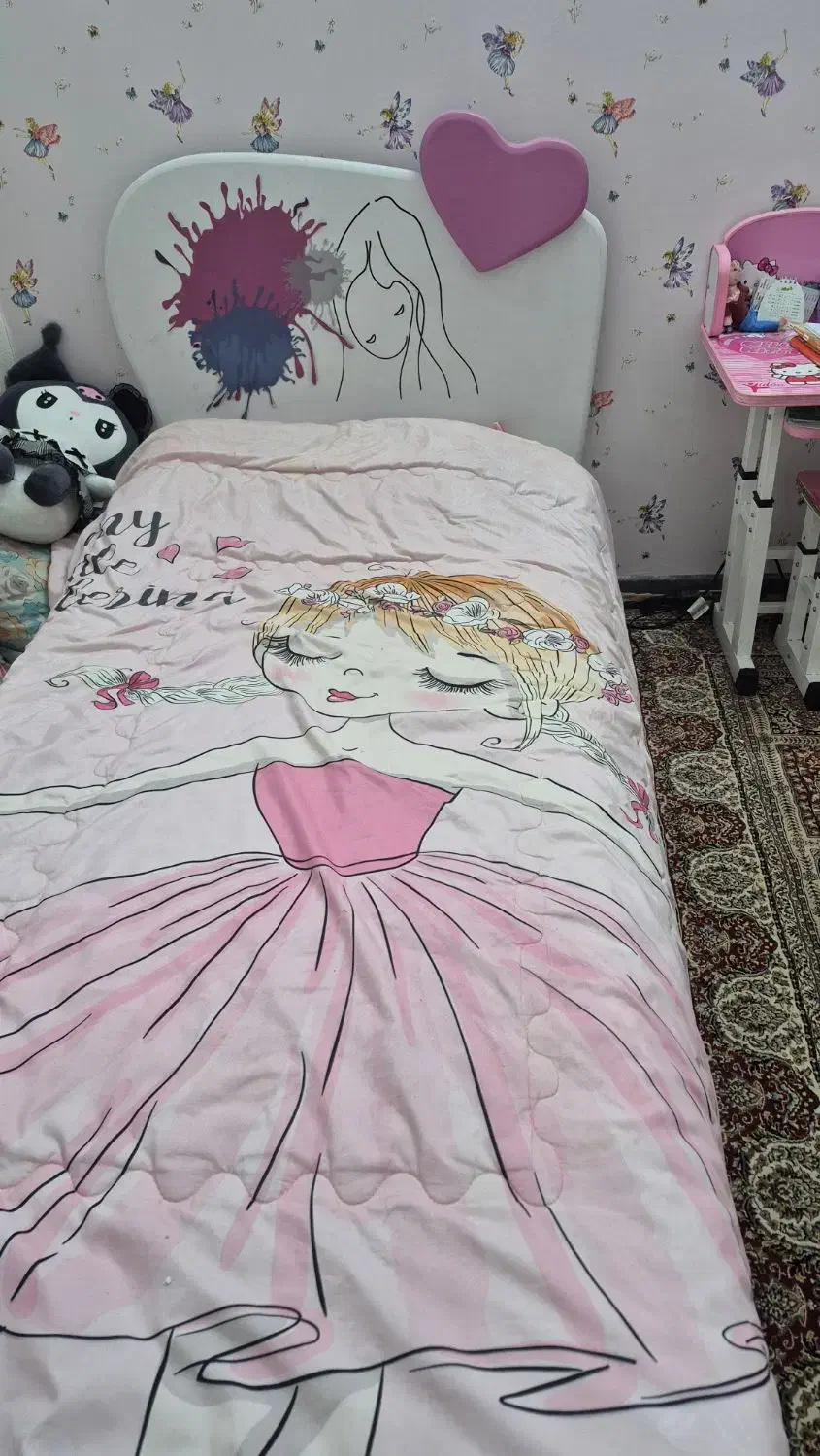 فروش فوری تخت نوجوان دخترانه ۹۰×۲۰۰ + تشک خوشخواب|تخت و سرویس خواب|شاهینشهر, شهرک میلاد|دیوار