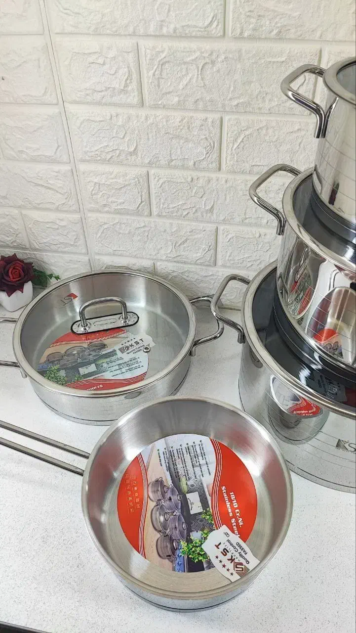 سرویس قابلمه استیل KST آلمانی سه لایه چک بده اقساط|ظروف پختوپز|یزد, |دیوار